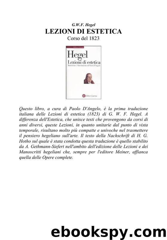 Hegel by Lezioni di estetica. Corso del 1823