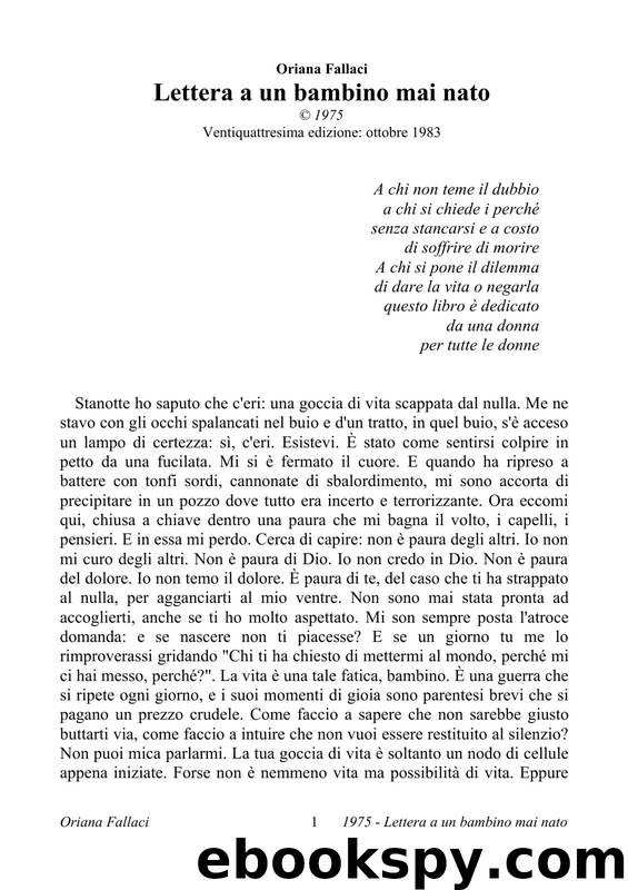 Lettera A Un Bambino Mai Nato by Lettera A Un Bambino Mai Nato