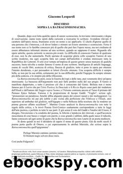 Discorso sopra la batracomiomachia by Giacomo Leopardi