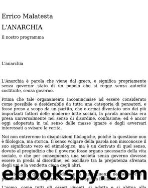 L'ANARCHIA by errico malatesta