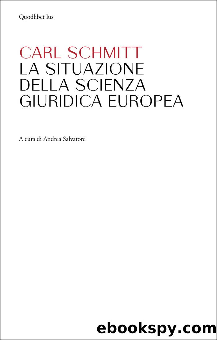 La situazione della scienza giuridica europea by Carl Schmitt