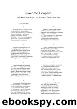 Paralipomeni Della Batracomiomachia by Giacomo Leopardi