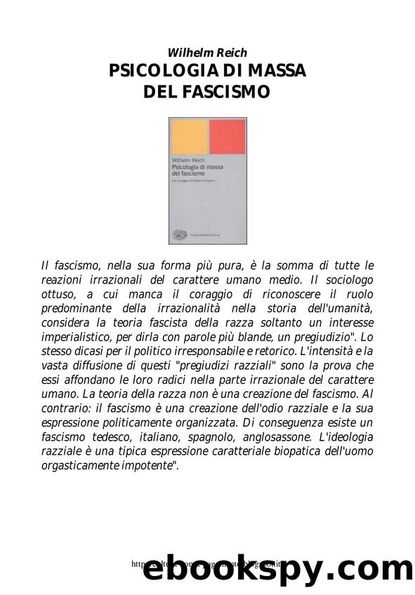 Psicologia Di Massa Del Fascismo by Wilhelm Reich