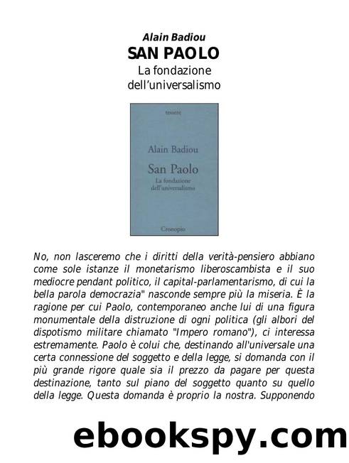 san paolo - La fondazione dell'universalismo by Alain Badiou